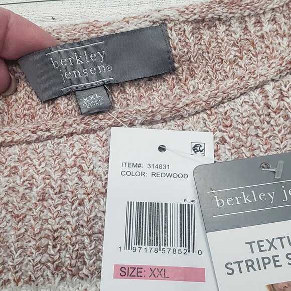 Berkley Jensen Textured Stripe Sweater Soft Cozy Preppy Retro Womens XXL 2XL - Picture 6 of 12